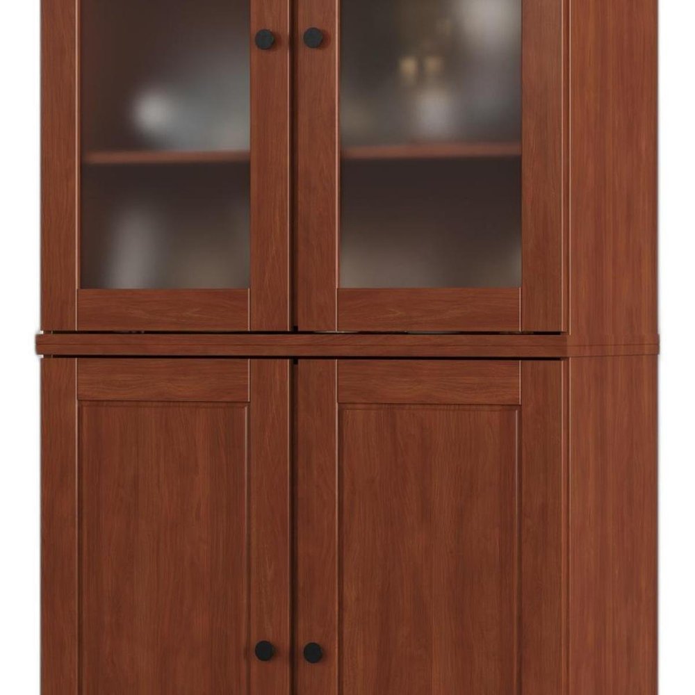 72" Coffee Solid Wood Four Door Two Drawer Pantry Or Storage Closet