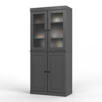 72" Gray Solid Wood Four Door Two Drawer Pantry Or Storage Closet