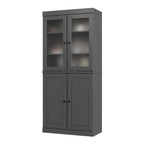 72" Gray Solid Wood Four Door Two Drawer Pantry Or Storage Closet