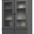 72" Gray Solid Wood Four Door Two Drawer Pantry Or Storage Closet