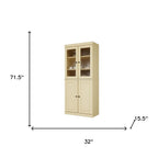 72" Yellow Solid Wood Four Door Two Drawer Pantry Or Storage Closet