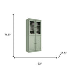 72" Sage Solid Wood Four Door Two Drawer Pantry Or Storage Closet