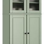 72" Sage Solid Wood Four Door Two Drawer Pantry Or Storage Closet