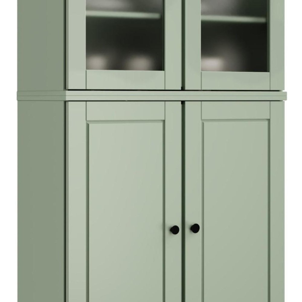 72" Sage Solid Wood Four Door Two Drawer Pantry Or Storage Closet