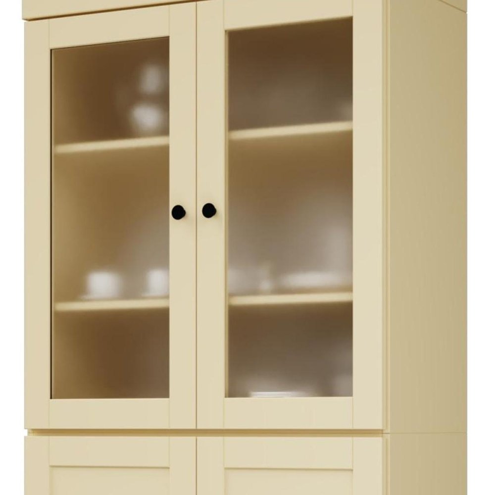 72" Yellow Solid Wood Four Door Pantry Or Storage Closet