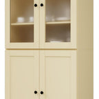 72" Yellow Solid Wood Four Door Pantry Or Storage Closet