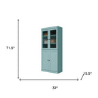 72" Aqua Solid Wood Four Door Pantry Or Storage Closet