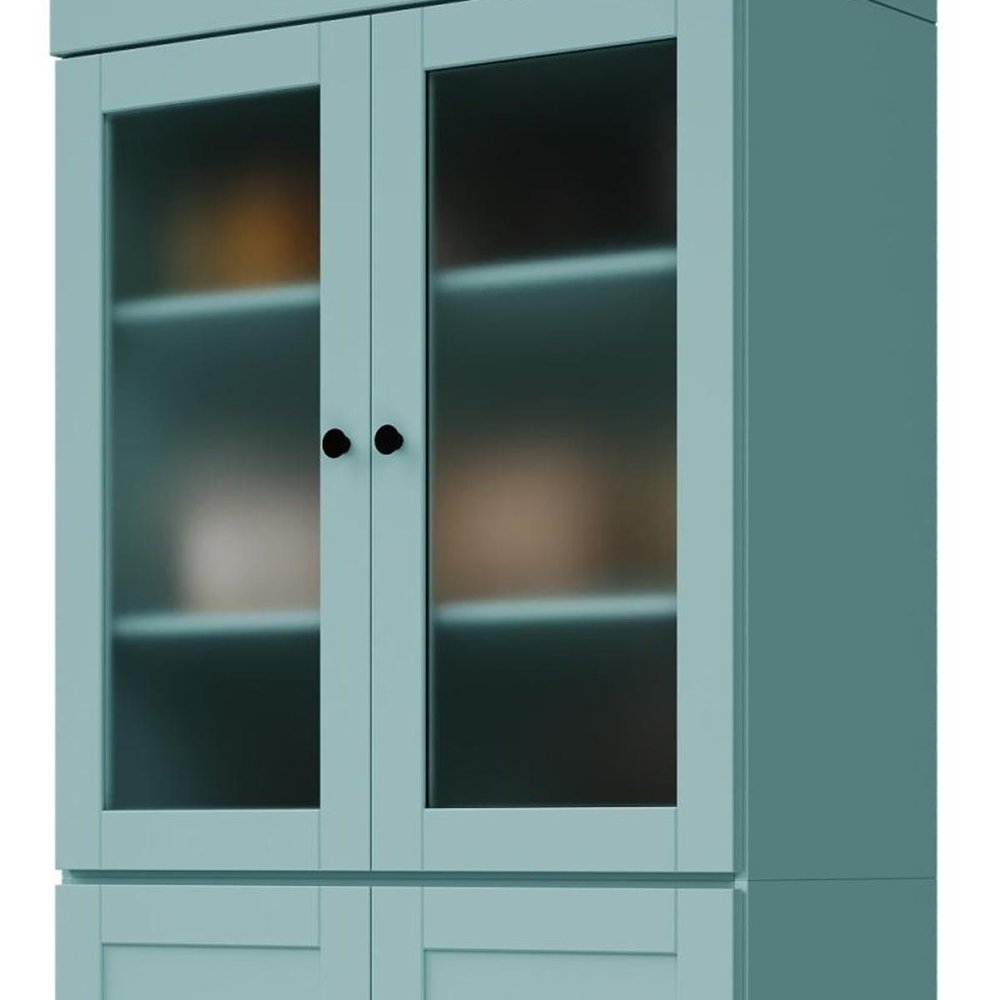 72" Aqua Solid Wood Four Door Pantry Or Storage Closet