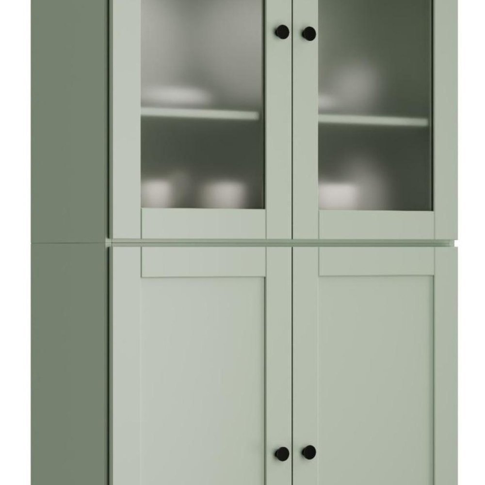 72" Sage Solid Wood Four Door Pantry Or Storage Closet