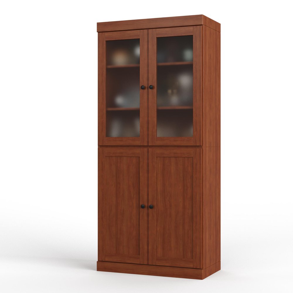 72" Coffee Solid Wood Four Door Two Drawer Pantry Or Storage Closet