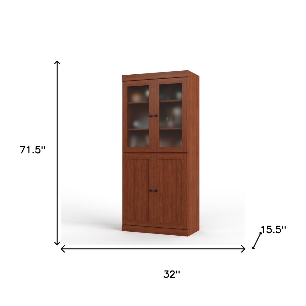 72" Coffee Solid Wood Four Door Two Drawer Pantry Or Storage Closet