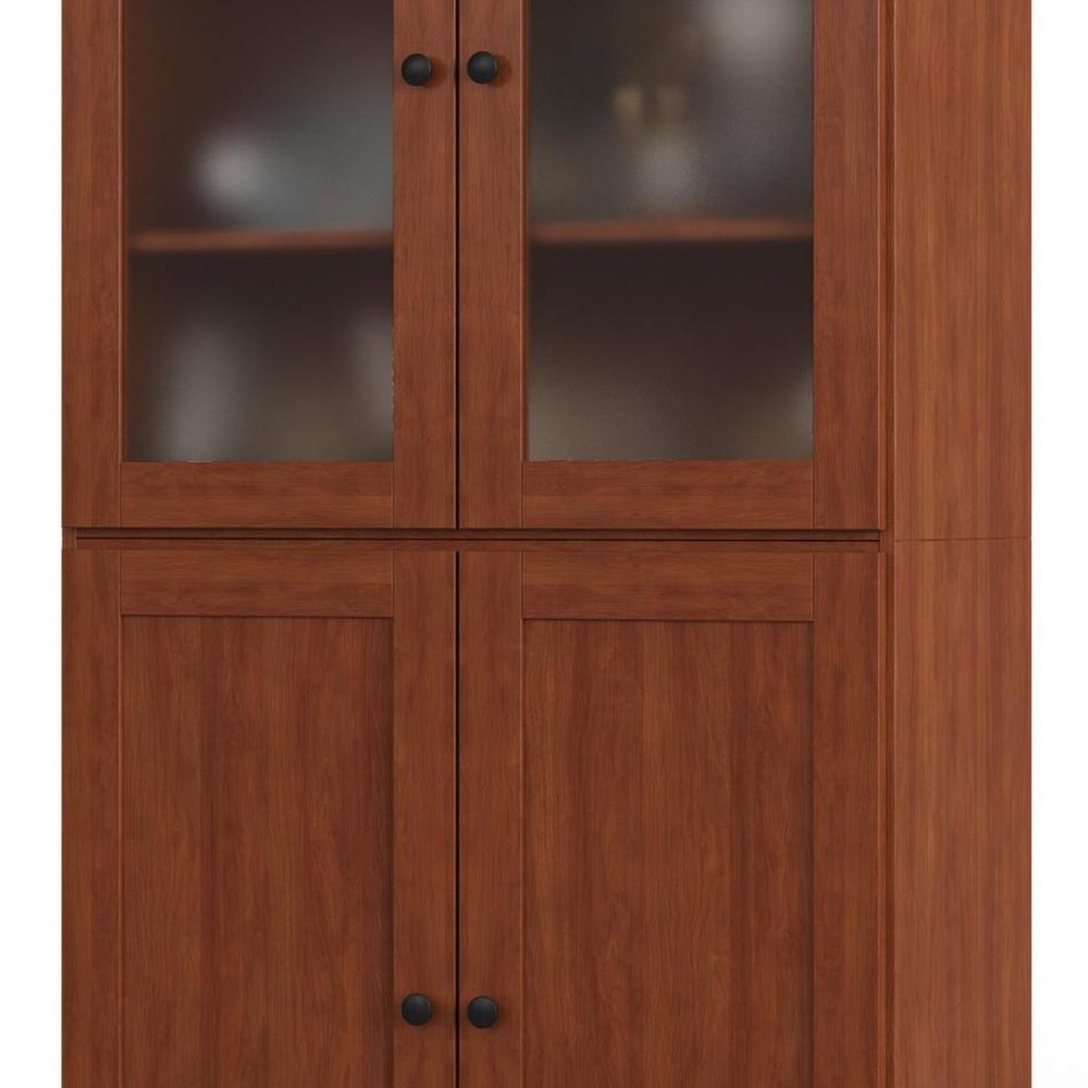 72" Coffee Solid Wood Four Door Two Drawer Pantry Or Storage Closet