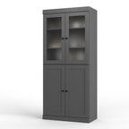 72" Gray Solid Wood Four Door Two Drawer Pantry Or Storage Closet
