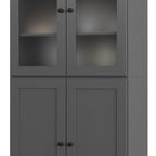 72" Gray Solid Wood Four Door Two Drawer Pantry Or Storage Closet