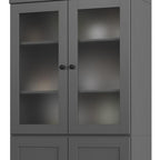 72" Gray Solid Wood Four Door Two Drawer Pantry Or Storage Closet