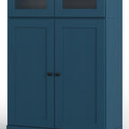 72" Teal Blue Solid Wood Four Door Two Drawer Pantry Or Storage Closet