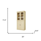 72" Yellow Solid Wood Four Door Two Drawer Pantry Or Storage Closet