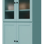 72" Aqua Solid Wood Four Door Two Drawer Pantry Or Storage Closet