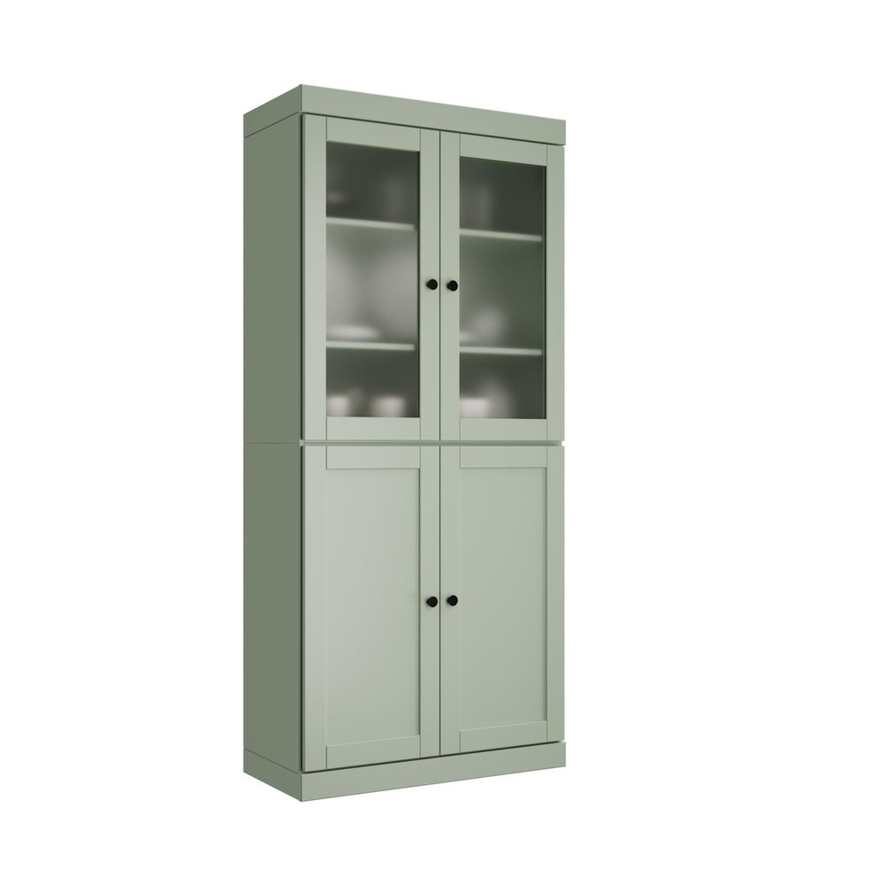 72" Sage Solid Wood Four Door Two Drawer Pantry Or Storage Closet