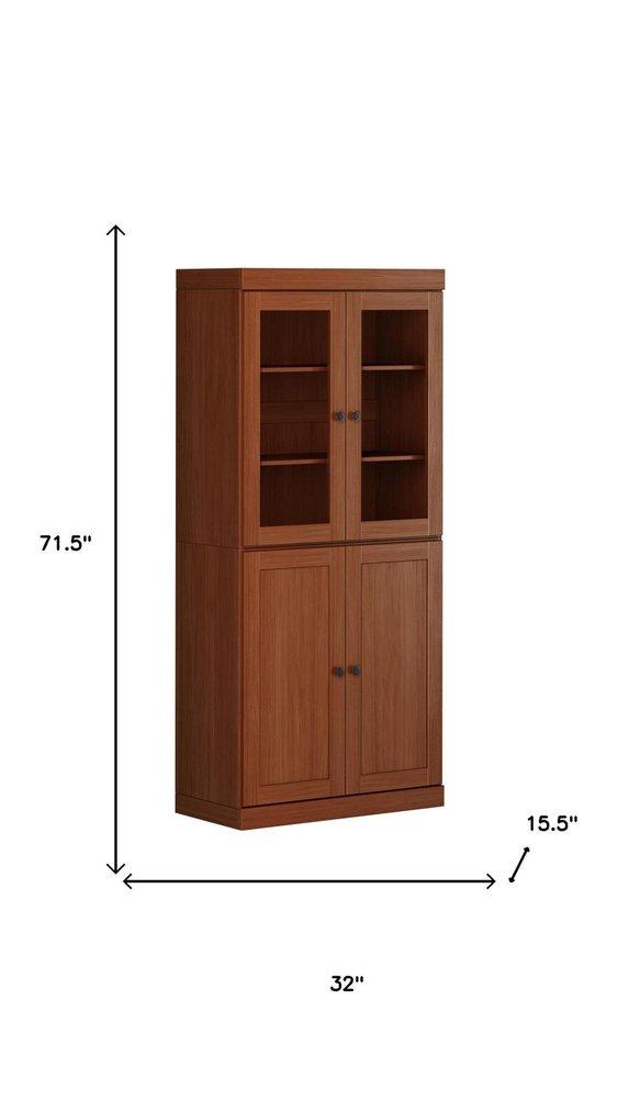 72" Coffee Solid Wood Four Door Pantry Or Storage Closet