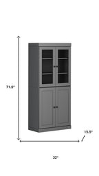 72" Gray Solid Wood Four Door Pantry Or Storage Closet
