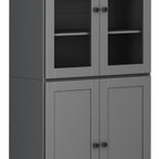 72" Gray Solid Wood Four Door Pantry Or Storage Closet