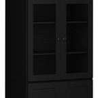 72" Black Solid Wood Four Door Pantry Or Storage Closet