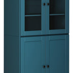72" Teal Blue Solid Wood Four Door Pantry Or Storage Closet