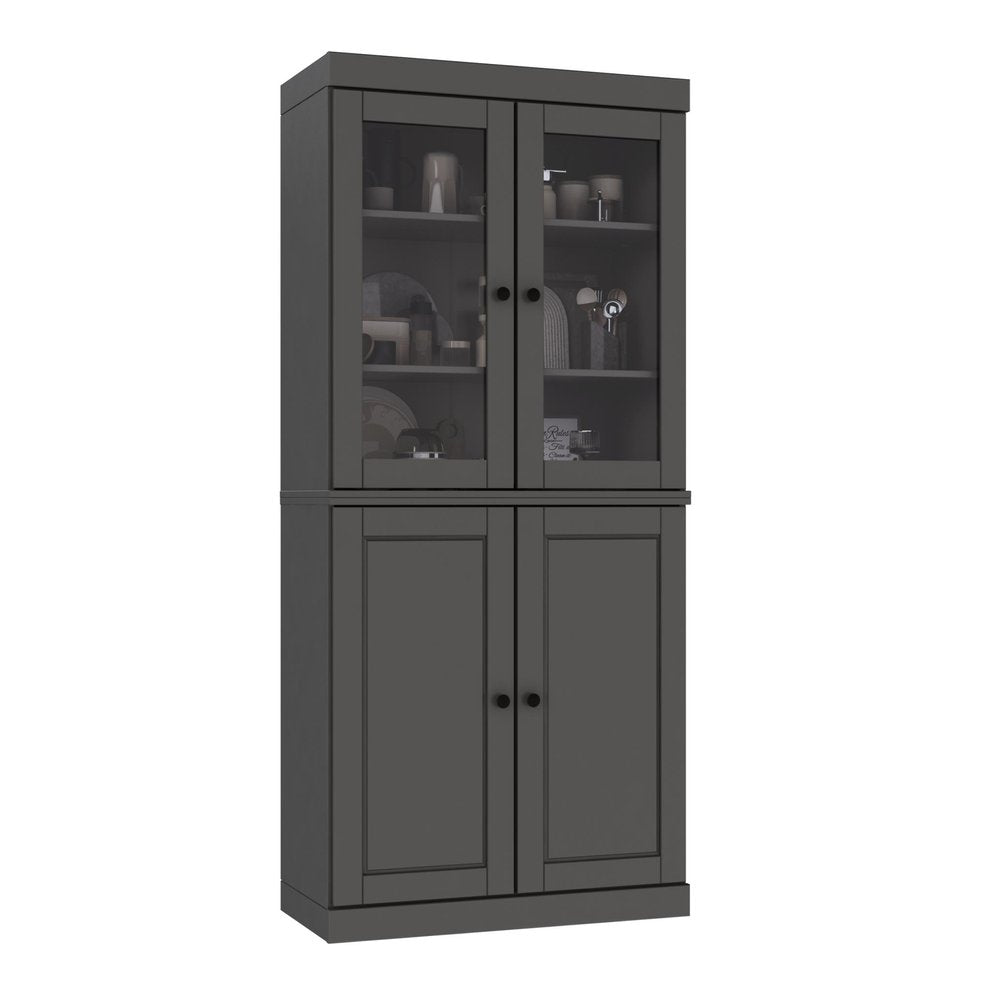 72" Gray Solid Wood Four Door Pantry Or Storage Closet