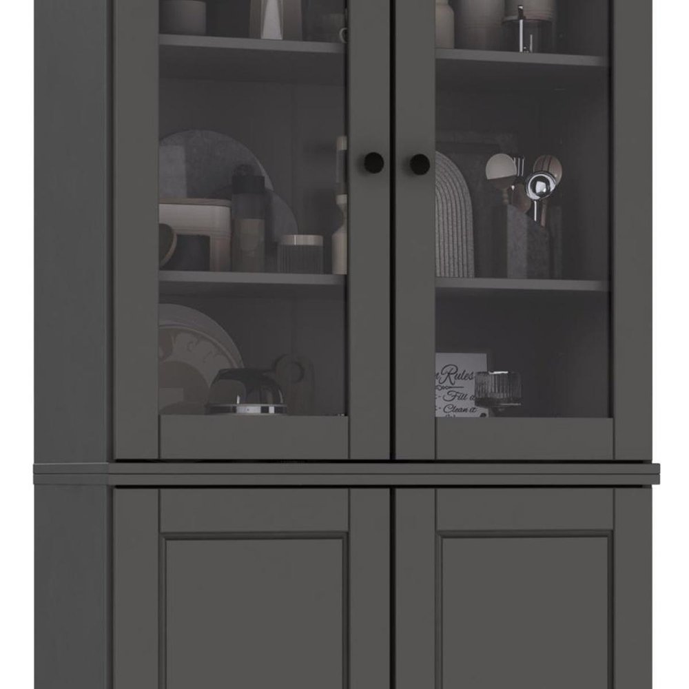 72" Gray Solid Wood Four Door Pantry Or Storage Closet