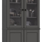 72" Gray Solid Wood Four Door Pantry Or Storage Closet