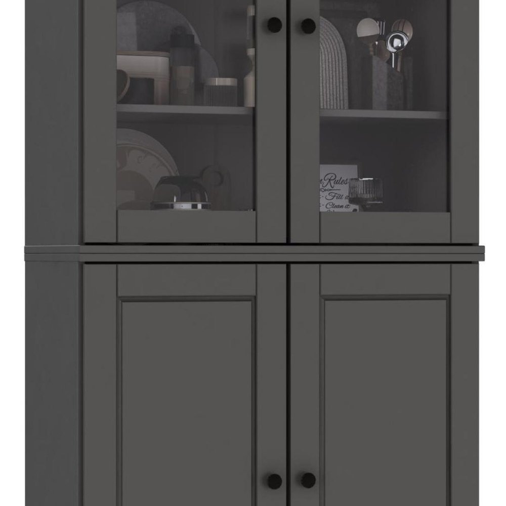 72" Gray Solid Wood Four Door Pantry Or Storage Closet