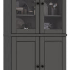 72" Gray Solid Wood Four Door Pantry Or Storage Closet