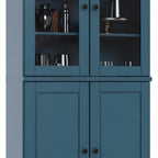 72" Teal Blue Solid Wood Four Door Pantry Or Storage Closet