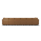 Brown Faux Leather Modular Twelve Piece Storage Sectional With Ottomans