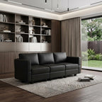 79" Black Faux Leather Modular Sofa And Storage