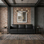 79" Black Faux Leather Modular Sofa And Storage
