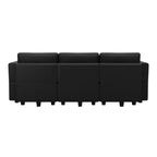 79" Black Faux Leather Modular Sofa And Storage