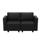 64" Black Faux Leather Loveseat With Storage