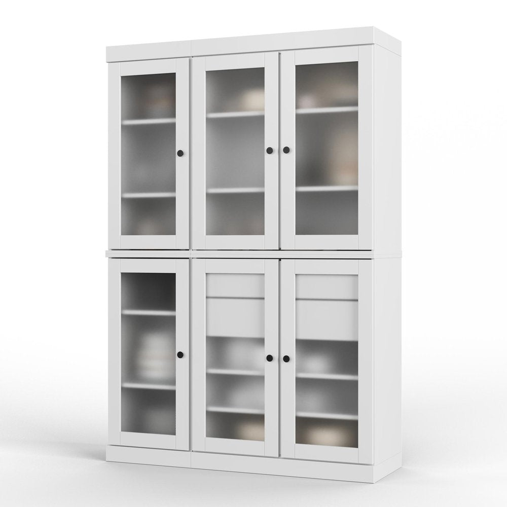 72" White Solid Wood Six Door Two Drawer Pantry Or Storage Closet