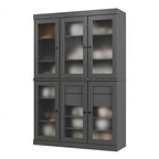 72" Gray Solid Wood Six Door Two Drawer Pantry Or Storage Closet