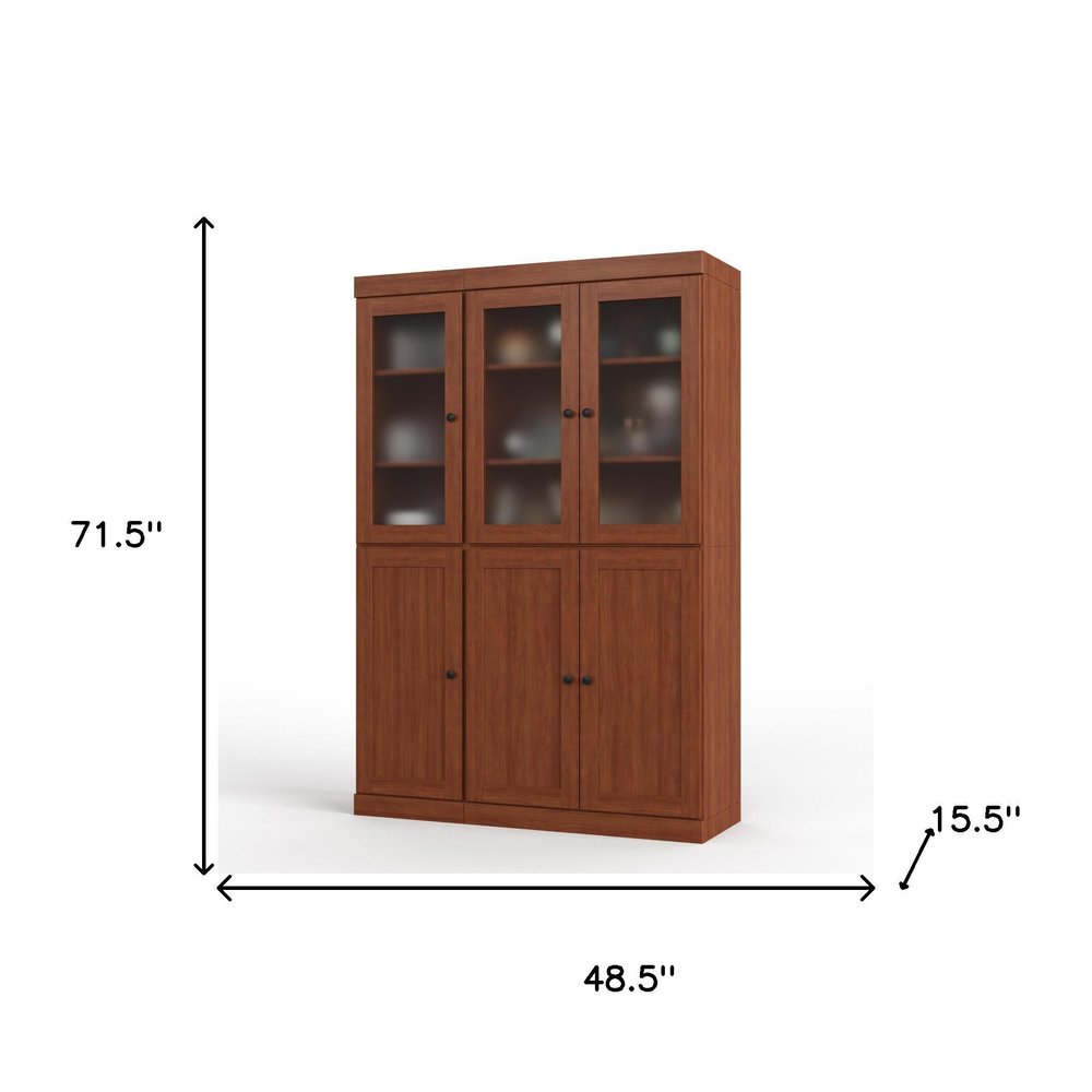 72" Coffee Solid Wood Six Door Two Drawer Pantry Or Storage Closet