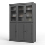 72" Gray Solid Wood Six Door Two Drawer Pantry Or Storage Closet