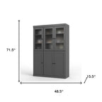 72" Gray Solid Wood Six Door Two Drawer Pantry Or Storage Closet