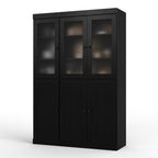 72" Black Solid Wood Six Door Two Drawer Pantry Or Storage Closet