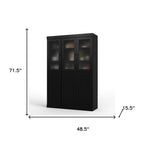 72" Black Solid Wood Six Door Two Drawer Pantry Or Storage Closet