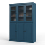 72" Teal Blue Solid Wood Six Door Two Drawer Pantry Or Storage Closet
