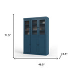 72" Teal Blue Solid Wood Six Door Two Drawer Pantry Or Storage Closet