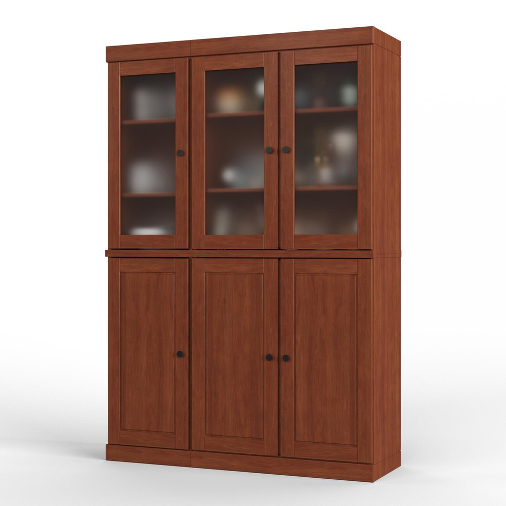 72" Coffee Solid Wood Six Door Two Drawer Pantry Or Storage Closet