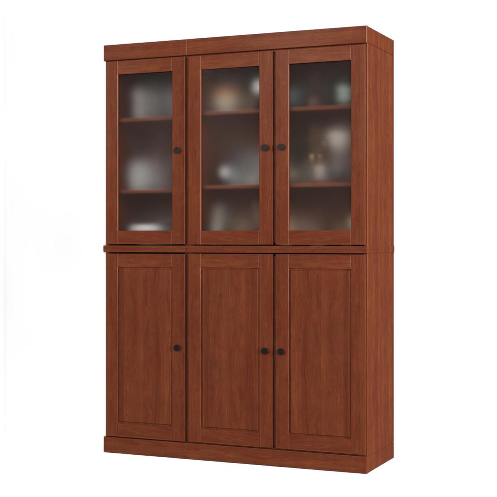 72" Coffee Solid Wood Six Door Two Drawer Pantry Or Storage Closet